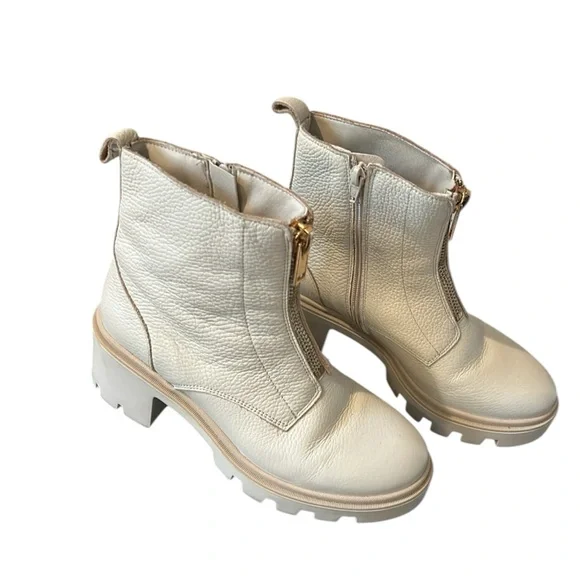 Antonio de Faria Lola Cream Leather Lug Sole Chelsea Boots Size 8 - Picture 3 of 9